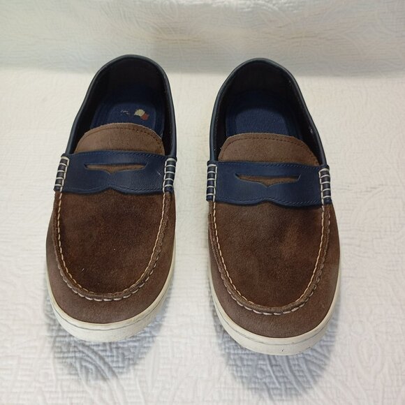 Cole Haan Suede Penny Loafers Size 11.5M Casual Slip-On Shoes Mens Brown & Navy main image 4